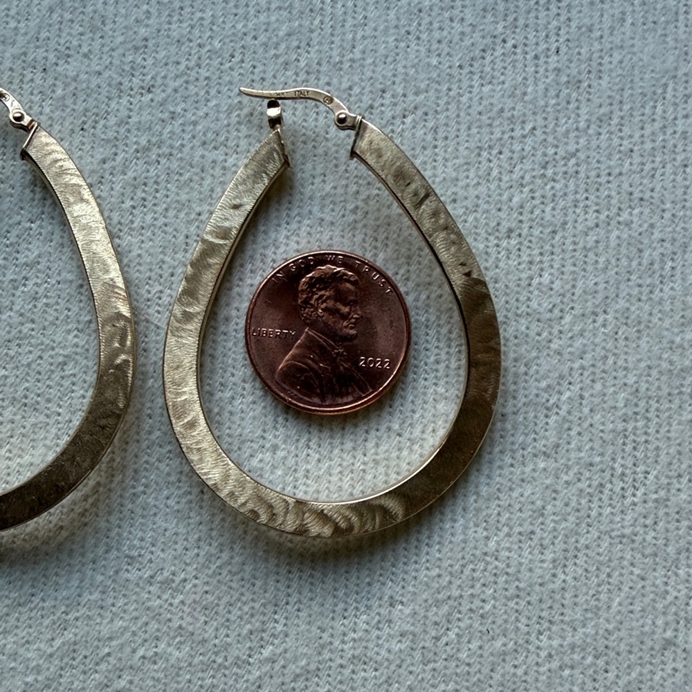 Gold 14kt Teardrop Hoop Earrings - Made in Italy - Picture 3 of 6
